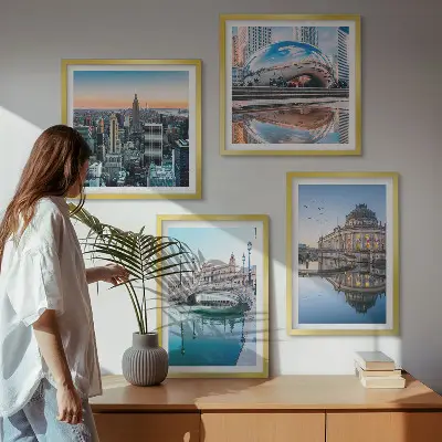 Moderní sada obrazů architektura měst na vodě