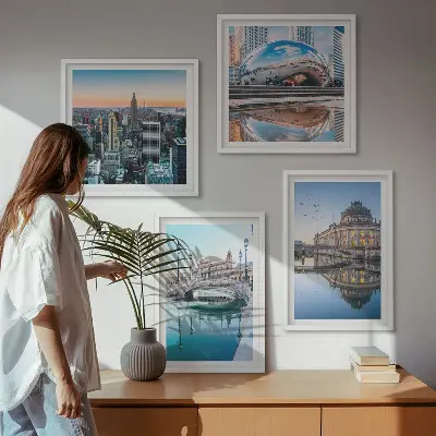 Moderní sada obrazů architektura měst na vodě