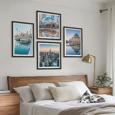 Moderní sada obrazů architektura měst na vodě