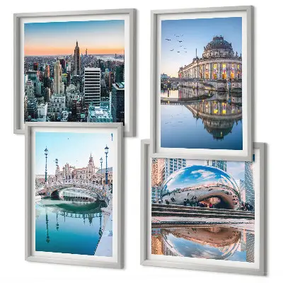 Moderní sada obrazů architektura měst na vodě