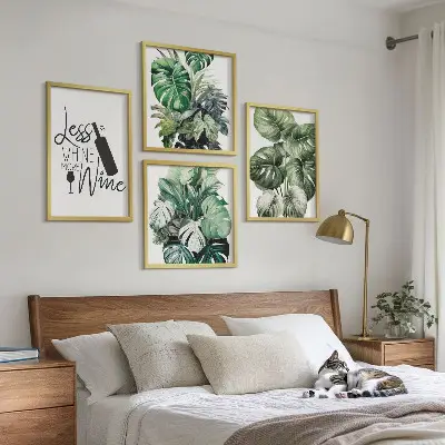 Moderní sada obrazů s motivem listů zelené vinné révy