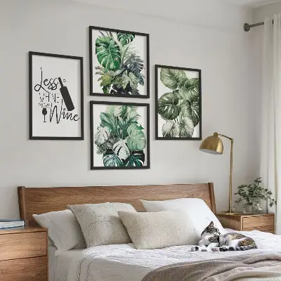Moderní sada obrazů s motivem listů zelené vinné révy