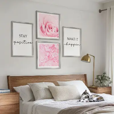 Moderní sada obrazů minimalistické růžové květy