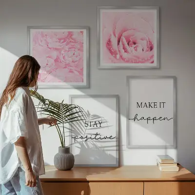 Moderní sada obrazů minimalistické růžové květy