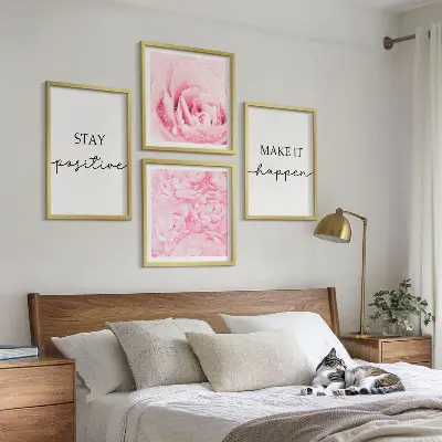 Moderní sada obrazů minimalistické růžové květy
