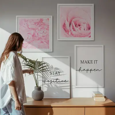 Moderní sada obrazů minimalistické růžové květy
