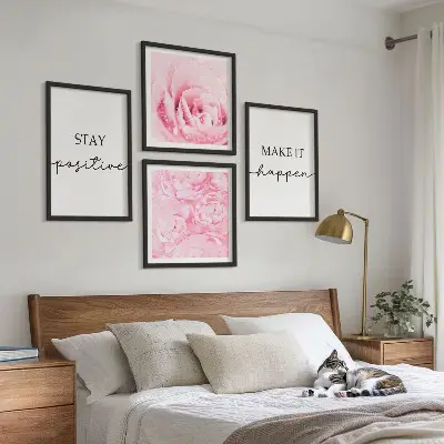 Moderní sada obrazů minimalistické růžové květy