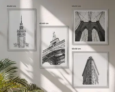 Dekorativní sada obrazů architektura v černobílém minimalismu