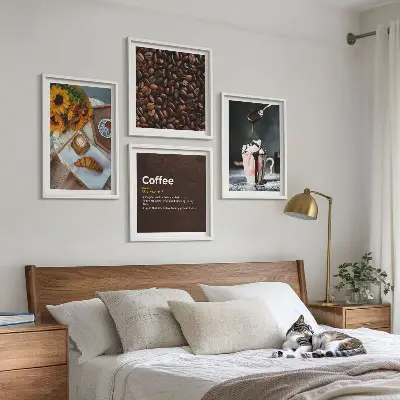 Italská snídaňová kávová zrna moderní sada obrazů