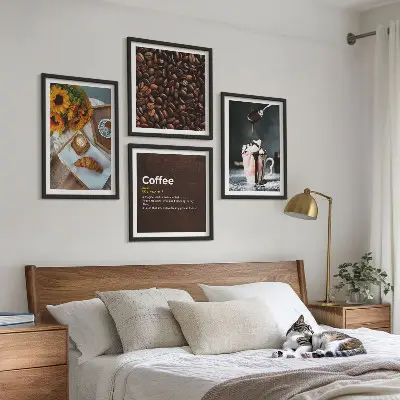 Italská snídaňová kávová zrna moderní sada obrazů