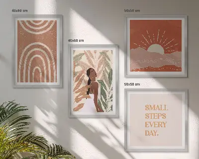 Moderní sada obrazů boho abstraktní tvary