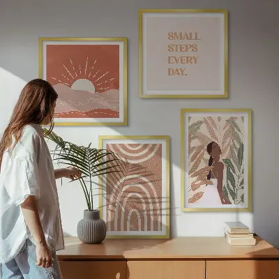 Moderní sada obrazů boho abstraktní tvary