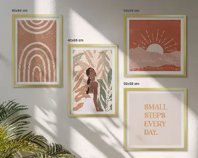 Moderní sada obrazů boho abstraktní tvary