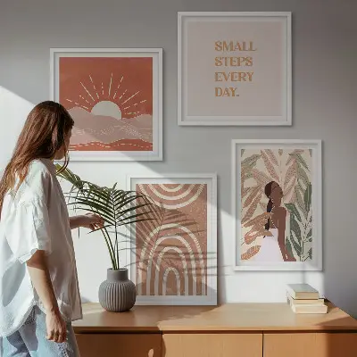 Moderní sada obrazů boho abstraktní tvary