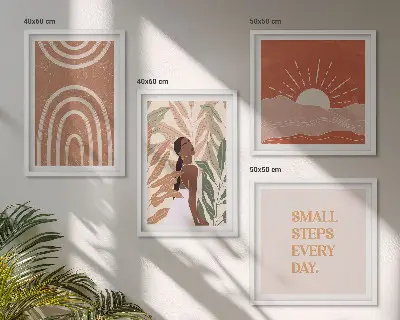 Moderní sada obrazů boho abstraktní tvary
