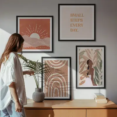 Moderní sada obrazů boho abstraktní tvary
