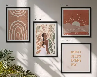 Moderní sada obrazů boho abstraktní tvary