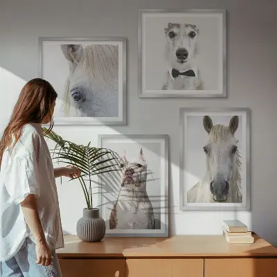 Dekorativní sada obrazů elegantní portréty psů a koní