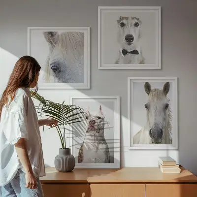 Dekorativní sada obrazů elegantní portréty psů a koní