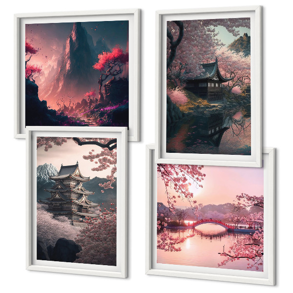 Moderní sada obrazů Fantastické krajiny Japonska
