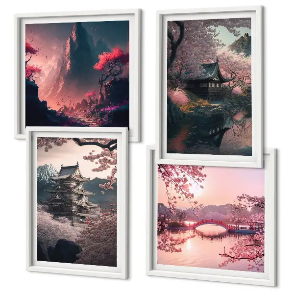 Fantastické krajiny Japonska moderní sada obrazů