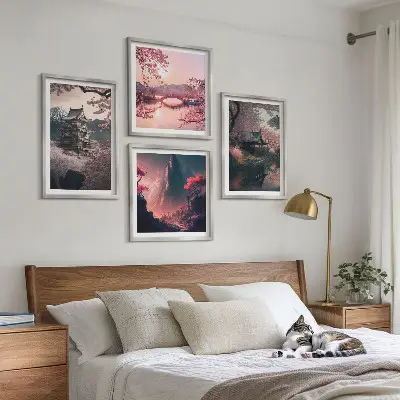 Fantastické krajiny Japonska moderní sada obrazů