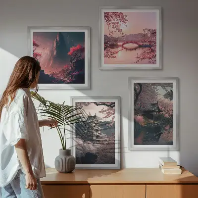 Fantastické krajiny Japonska moderní sada obrazů