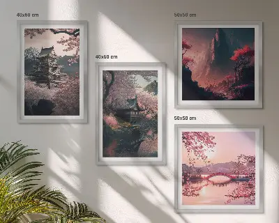 Fantastické krajiny Japonska moderní sada obrazů