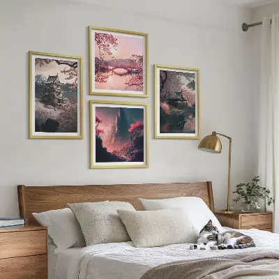 Fantastické krajiny Japonska moderní sada obrazů
