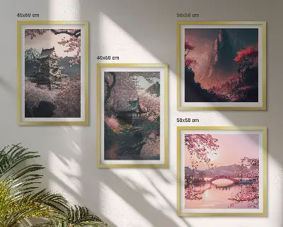 Fantastické krajiny Japonska moderní sada obrazů