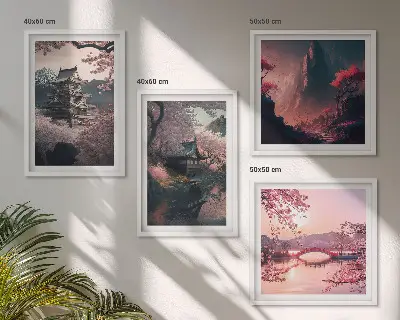 Fantastické krajiny Japonska moderní sada obrazů
