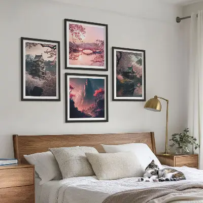 Fantastické krajiny Japonska moderní sada obrazů