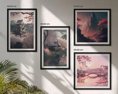 Fantastické krajiny Japonska moderní sada obrazů