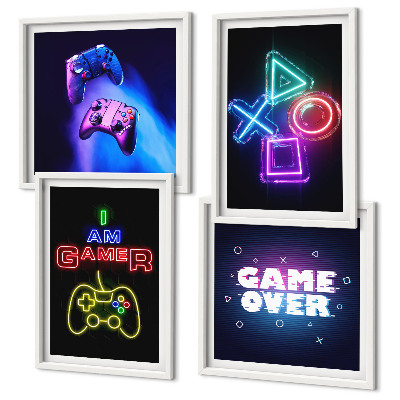 Moderní sada obrazů Gamepady, ikona hráče s titulky