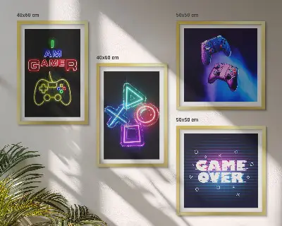 Moderní sada obrazů ikona hráče s gamepadem a titulky