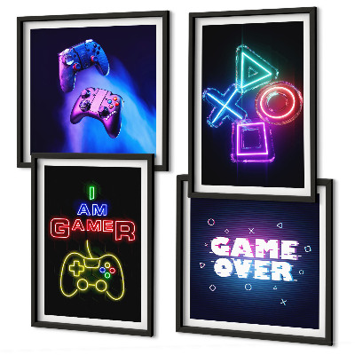 Moderní sada obrazů Gamepady, ikona hráče s titulky