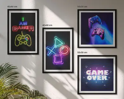 Moderní sada obrazů ikona hráče s gamepadem a titulky