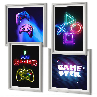 Moderní sada obrazů Gamepady, ikona hráče s titulky