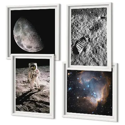 Dekorativní sada obrazů fotografie astronautské stezky na Měsíci