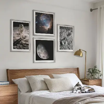 Dekorativní sada obrazů fotografie astronautské stezky na Měsíci