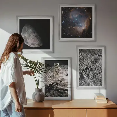 Dekorativní sada obrazů fotografie astronautské stezky na Měsíci