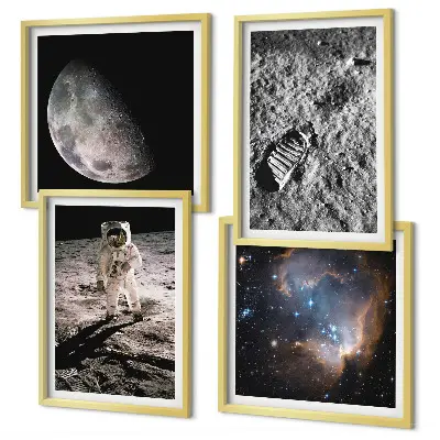 Dekorativní sada obrazů fotografie astronautské stezky na Měsíci