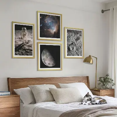 Dekorativní sada obrazů fotografie astronautské stezky na Měsíci