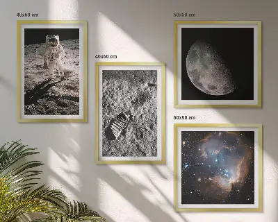 Dekorativní sada obrazů fotografie astronautské stezky na Měsíci