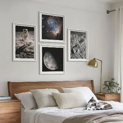 Dekorativní sada obrazů fotografie astronautské stezky na Měsíci