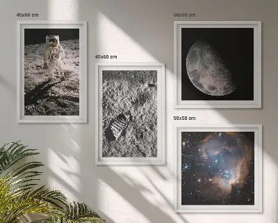 Dekorativní sada obrazů fotografie astronautské stezky na Měsíci