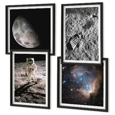 Dekorativní sada obrazů fotografie astronautské stezky na Měsíci