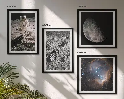 Dekorativní sada obrazů fotografie astronautské stezky na Měsíci