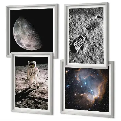 Dekorativní sada obrazů fotografie astronautské stezky na Měsíci