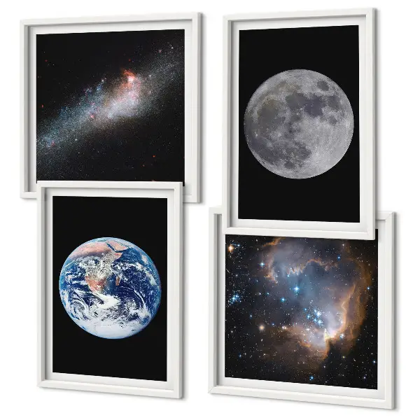 Moderní sada obrazů galaxie vesmír a měsíc